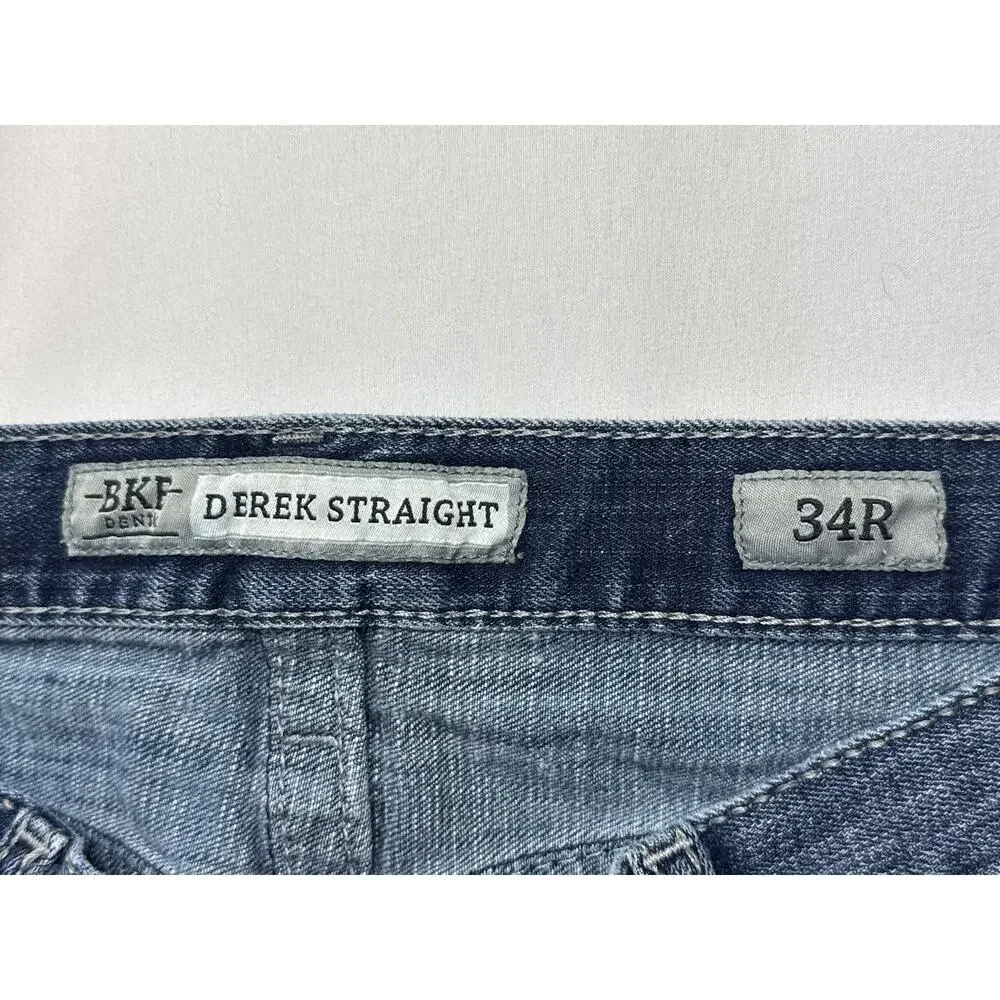 BKE Denim Buckle Men's Derek Straight Leg Blue Jeans - Size 34R (34x30) *READ